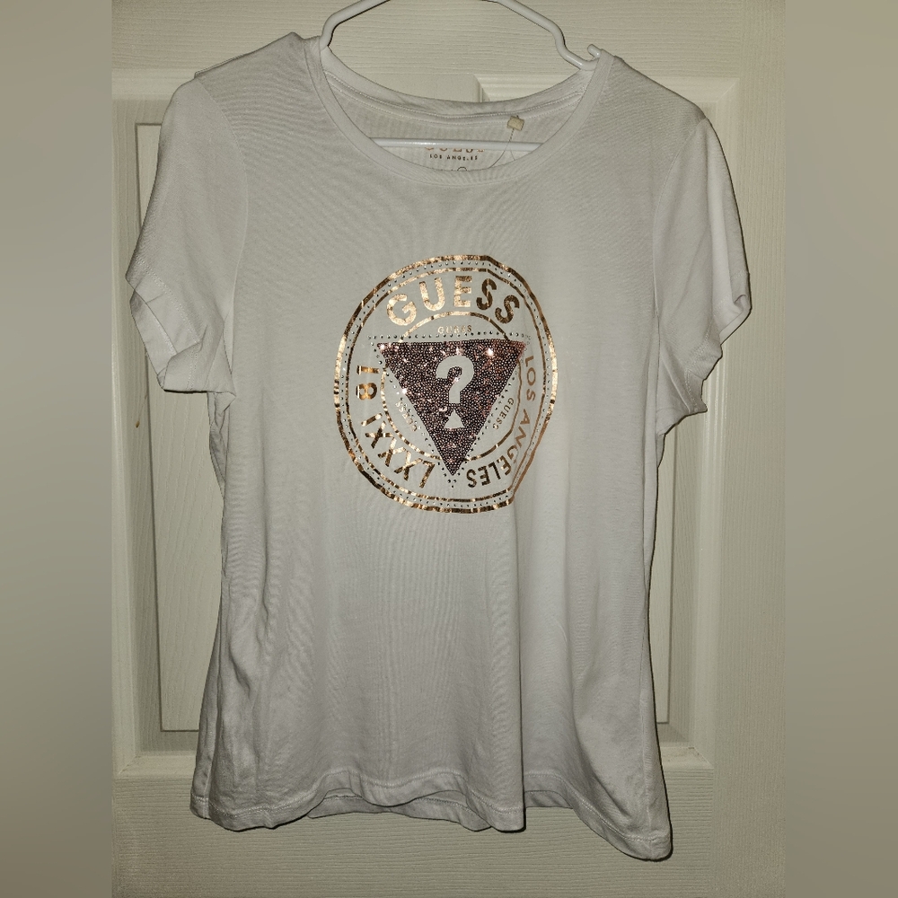 Guess white with rose gold sequins